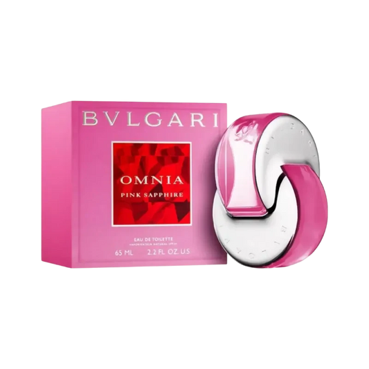 Perfume Bvlgari Omnia Pink Sapphire de BodegaPerfumera13 con caja rosa y frasco circular distintivo