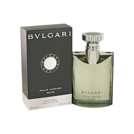 Perfume BVLGARI POUR HOMME SOIR de BodegaPerfumera13 en frasco de vidrio con caja negra elegante