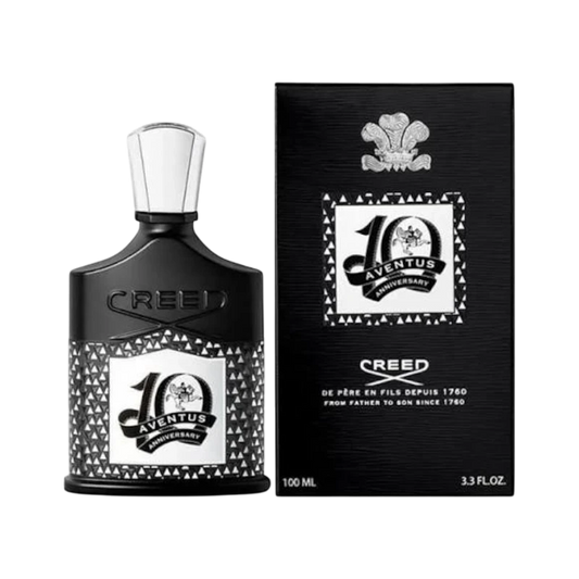 Perfume Creed Aventus 10th Anniversary de 100ml de BodegaPerfumera13 con frasco negro y caja conmemorativa