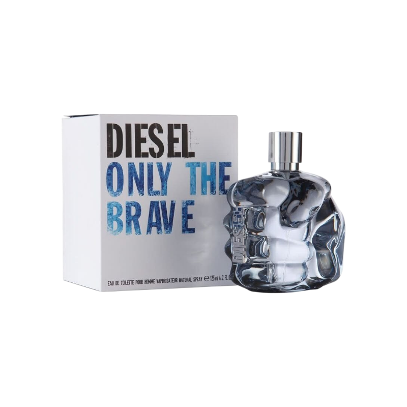 Perfume Diesel Only The Brave de BodegaPerfumera13 en frasco de vidrio con forma de puño y caja blanca