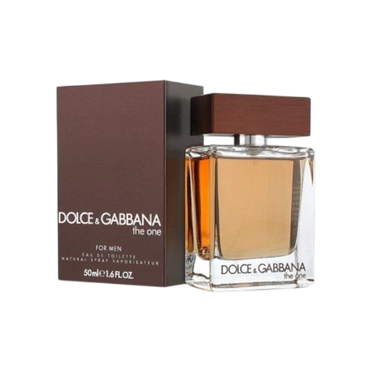 Perfume para hombre The One de Dolce & Gabbana en BodegaPerfumera13, frasco de cristal con tapón de madera oscuro