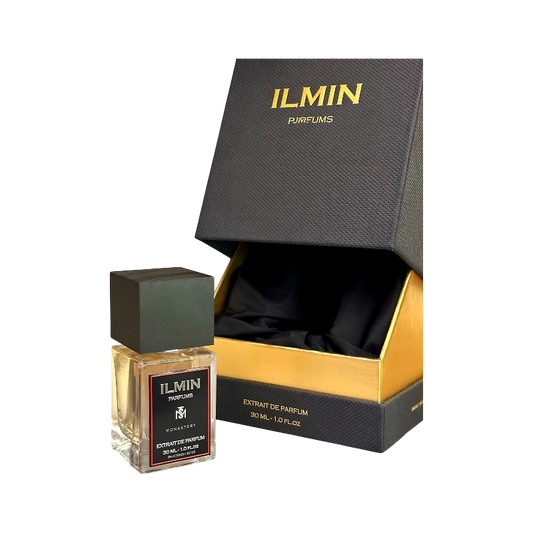 Perfume ILMIN MONASTERY de BodegaPerfumera13 en frasco de cristal con caja de presentación negra y dorada