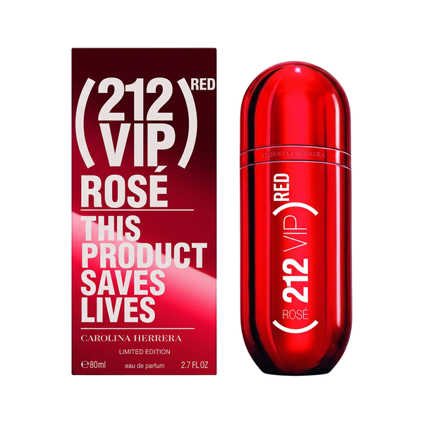 Perfume 212 VIP Rose Red de BodegaPerfumera13 en frasco rojo brillante con caja de edición limitada