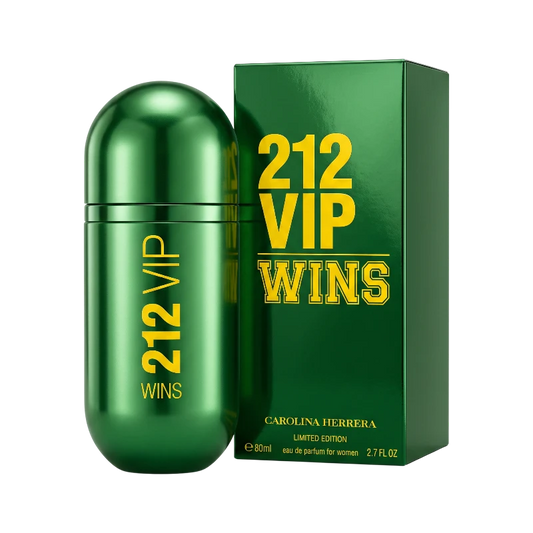 Perfume 212 VIP Wins para mujer de BodegaPerfumera13 en frasco verde metalizado con su caja a juego