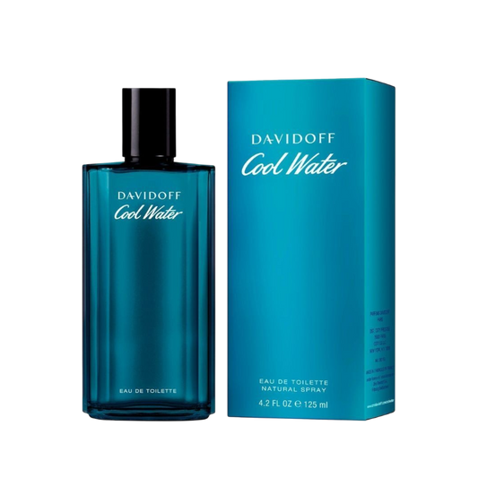 Perfume Cool Water Davidoff de BodegaPerfumera13 en frasco de vidrio azul con su caja original de 125 ml