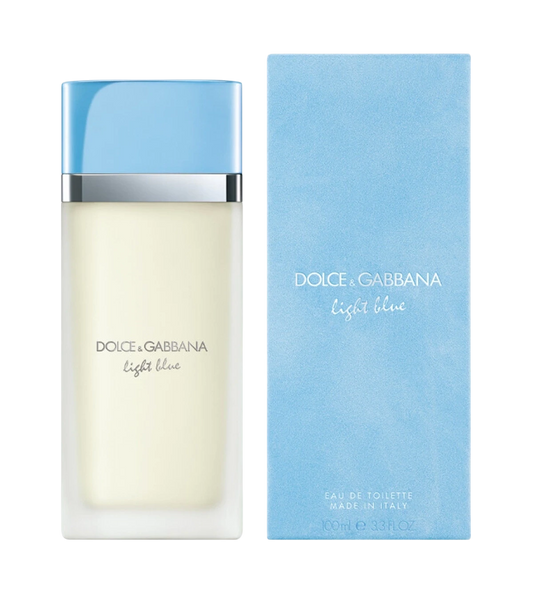 Perfume Dolce & Gabbana Light Blue de BodegaPerfumera13 con frasco de vidrio esmerilado y caja azul claro