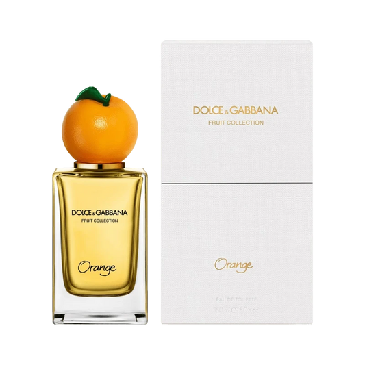 Perfume Dolce & Gabbana Orange de BodegaPerfumera13 con tapón en forma de naranja y caja blanca texturizada