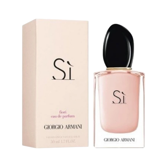 Perfume Giorgio Armani Si Fiori eau de parfum de BodegaPerfumera13 con frasco de cristal rosa y caja a juego
