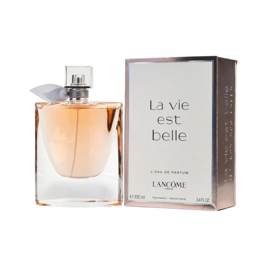 Perfume La Vie Est Belle de BodegaPerfumera13 en frasco de cristal con lazo gris y caja original de 100 ml