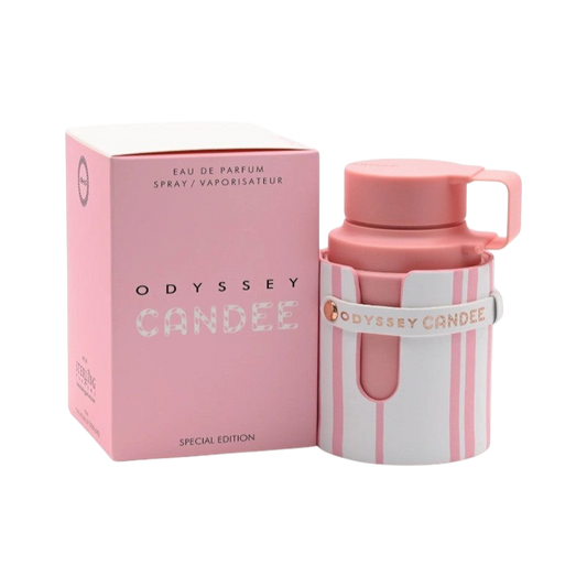 Perfume Odyssey Candee Original de BodegaPerfumera13 en frasco rosa tipo termo con caja a juego