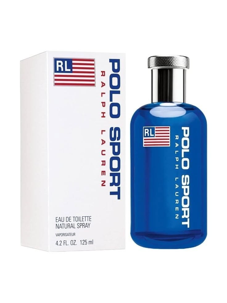 Perfume Polo Sport de Ralph Lauren en frasco azul de 125 ml con caja blanca, disponible en BodegaPerfumera13