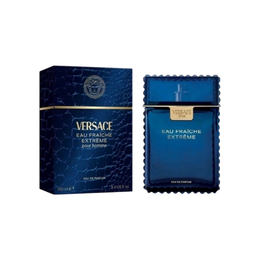 Perfume Versace Eau Fraiche Extreme de BodegaPerfumera13 en frasco azul texturizado con caja a juego