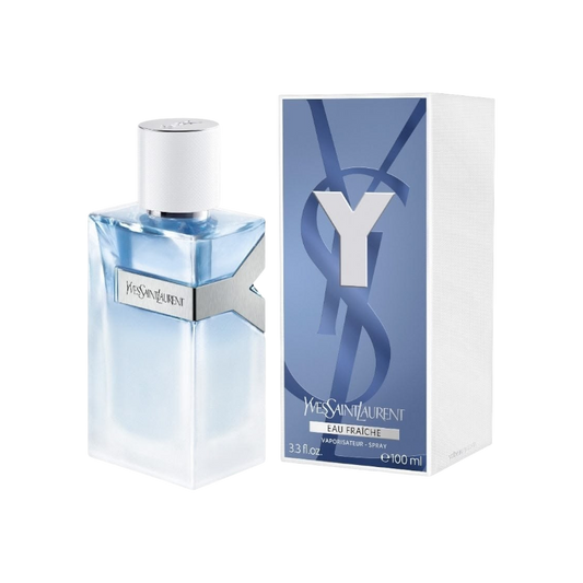 Perfume Y Saint Laurent Fraiche de BodegaPerfumera13 en frasco de cristal azul con caja azul y blanca