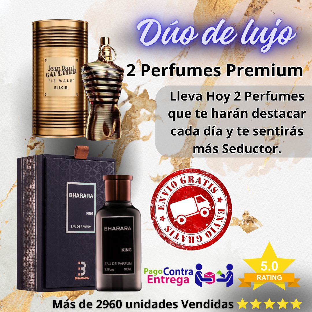 Dúo de Lujo Bharara King + Jean Paul Gaultier Le Male Elixir